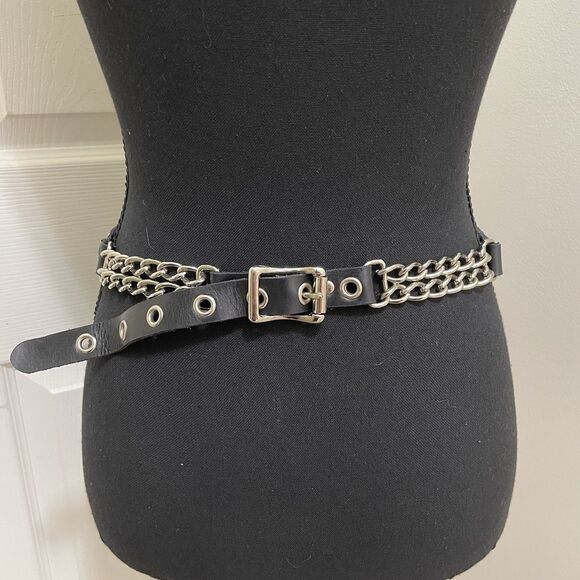 Vintage Harley Davidson Motor Cycles Leather Belt Studs Chain Biker RARE Painted main image 9